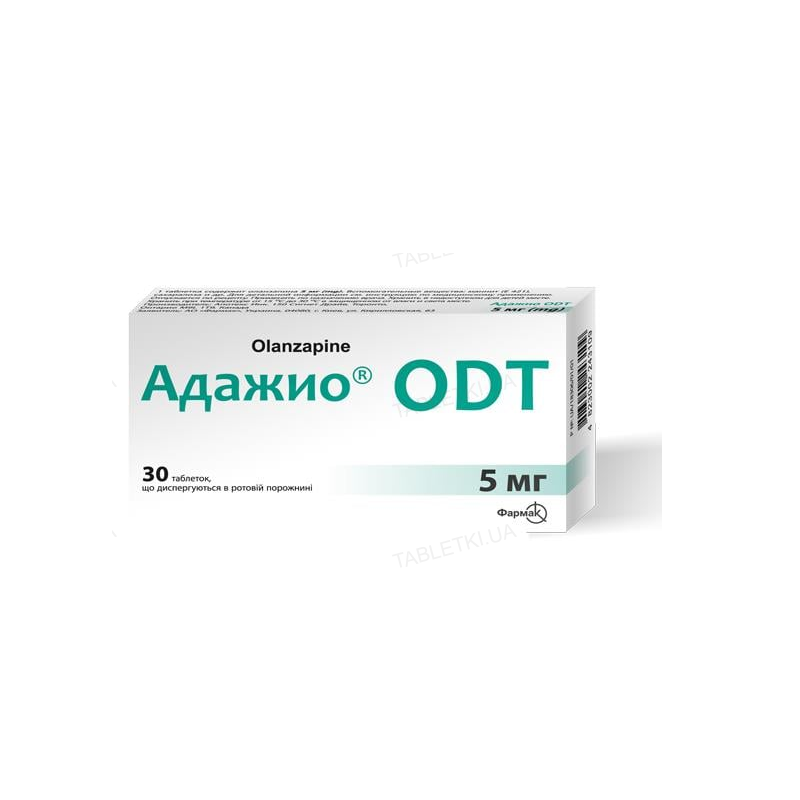 AДАЖИО® ODT таблетки, що диспергуються в ротовій порожнині, по 5 мг №30